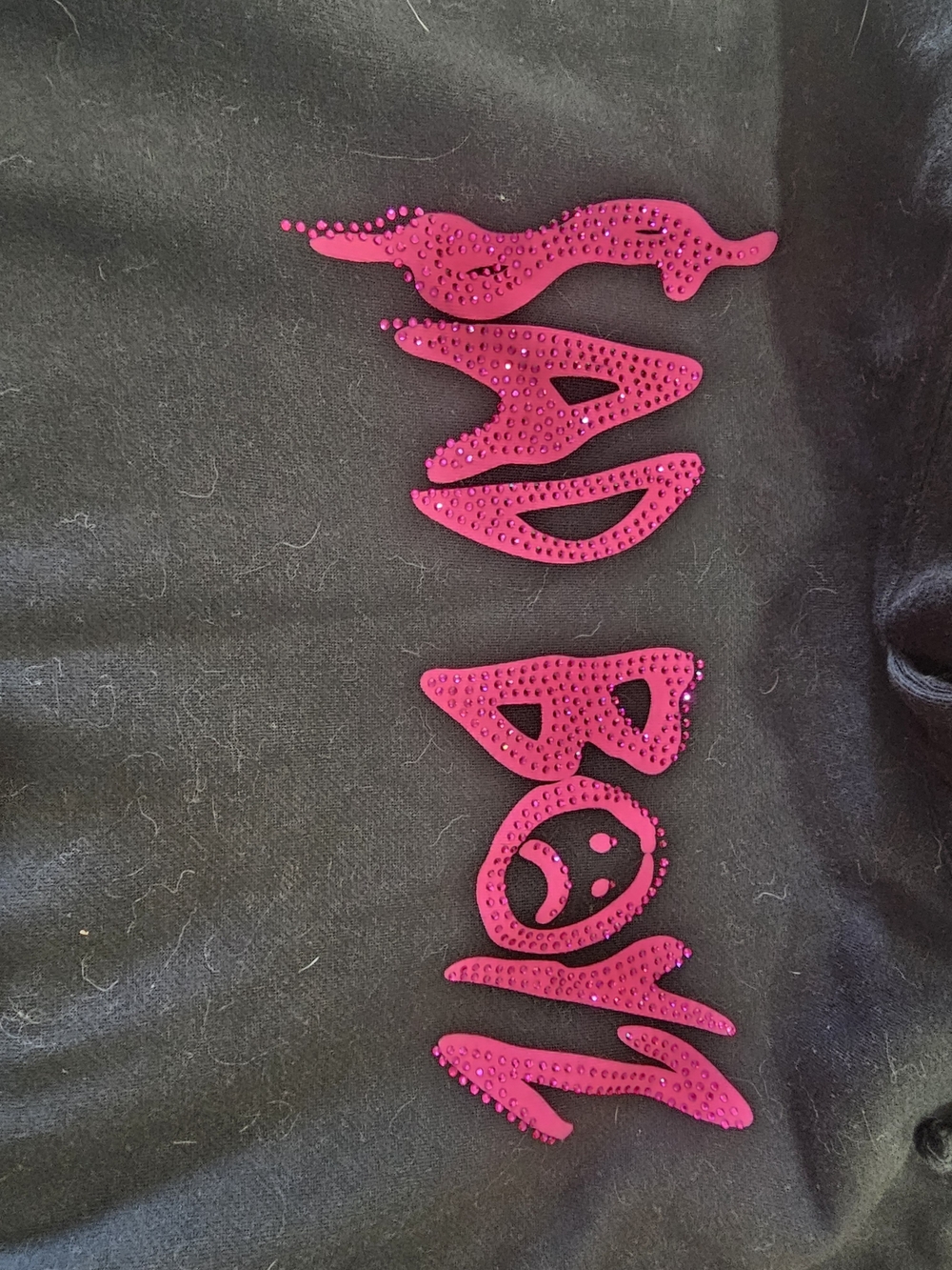Xl Adult Black SAD BOYZ hoodie with Hot Pink Studded Graphic